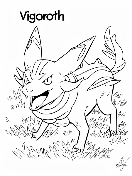 Playful Vigoroth Coloring Page - 3