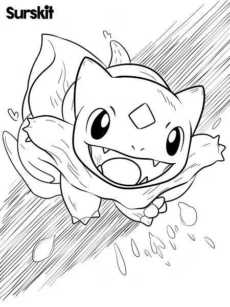 Playful Surskit Pokemon Coloring Page - 3