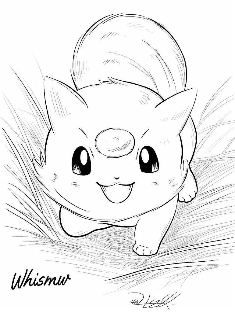 Playful Whismur Pokemon Coloring Page 2