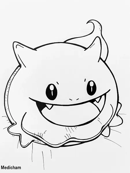 Joyful Medicham Pokemon Coloring Page - 2