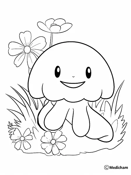 Joyful Medicham Pokemon Coloring Page - 1