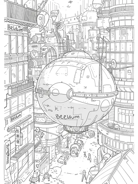 Curious Beldum in a Futuristic Cityscape - 3