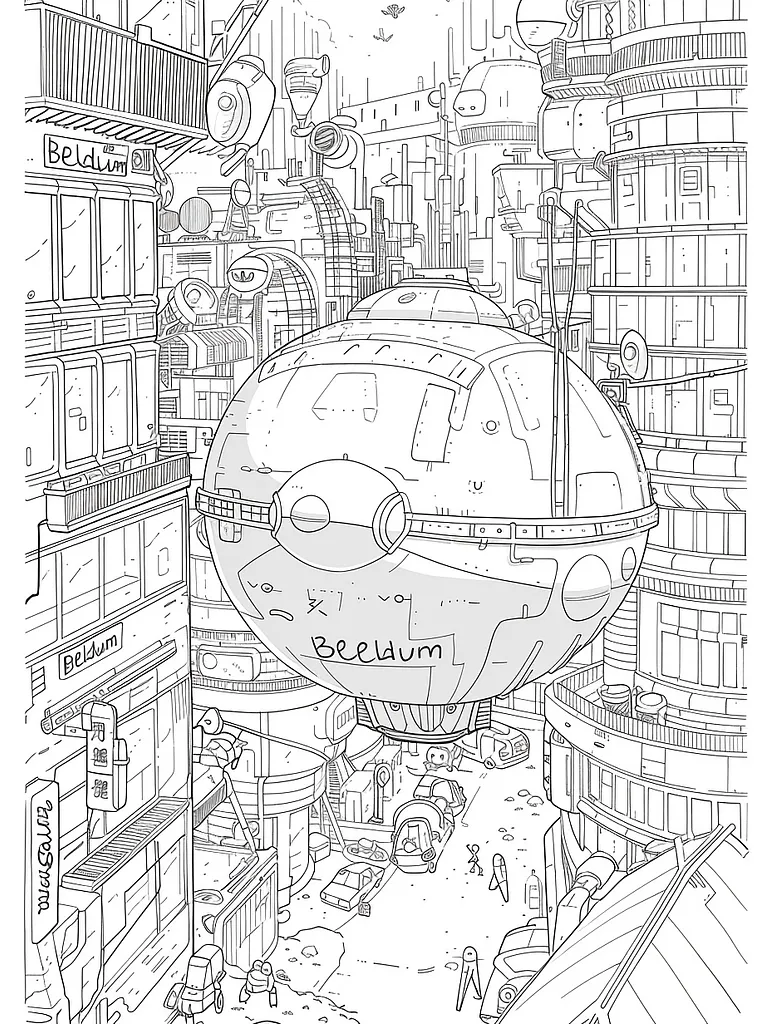 Curious Beldum in a Futuristic Cityscape 4