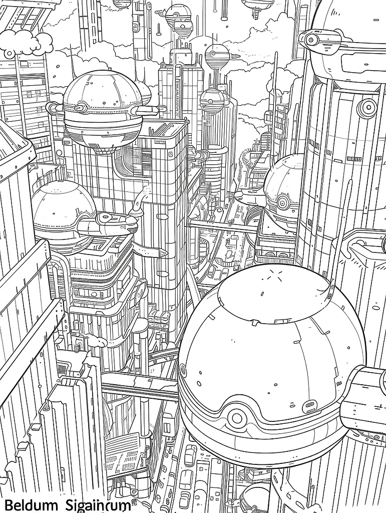 Curious Beldum in a Futuristic Cityscape 3