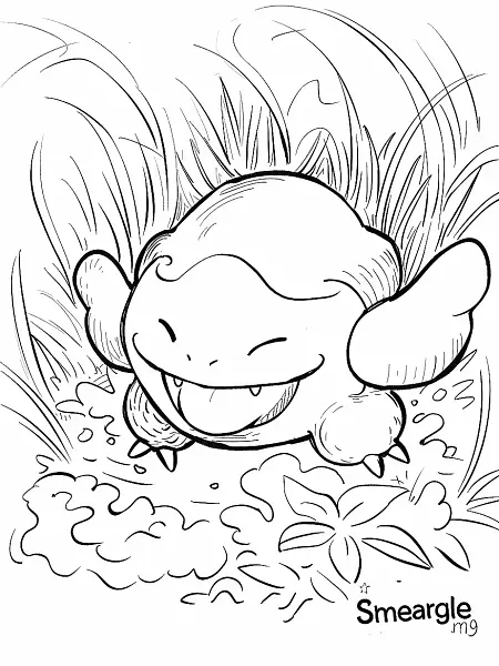 Playful Smeargle Pokemon Coloring Page - 1