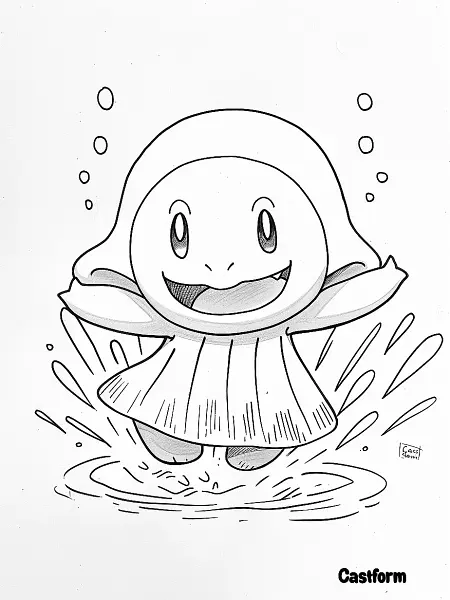 Cheerful Castform Pokemon Coloring Page - 1