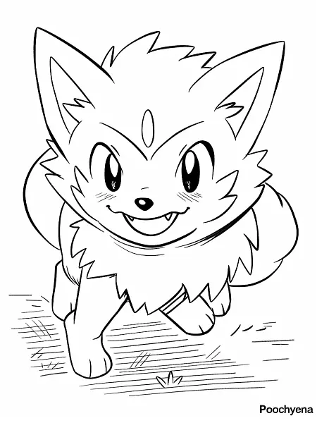 Playful Poochyena Pokemon Coloring Page - 2