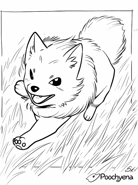 Playful Poochyena Pokemon Coloring Page - 3