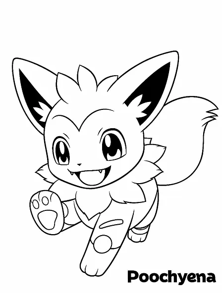 Playful Poochyena Pokemon Coloring Page - 0