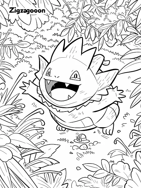 Playful Zigzagoon in a Lush Forest - 1