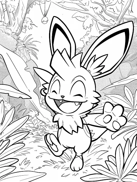 Volbeat Pokemon Coloring Page in a Forest - 1