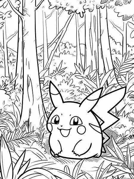 Volbeat Pokemon Coloring Page in a Forest - 3