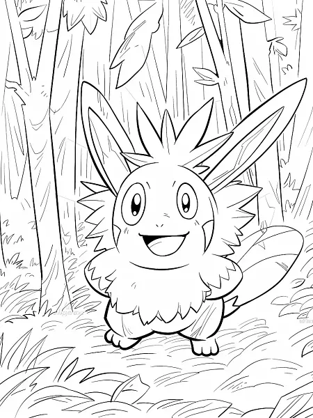 Volbeat Pokemon Coloring Page in a Forest - 2