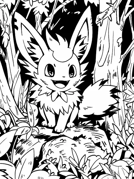 Volbeat Pokemon Coloring Page in a Forest - 0