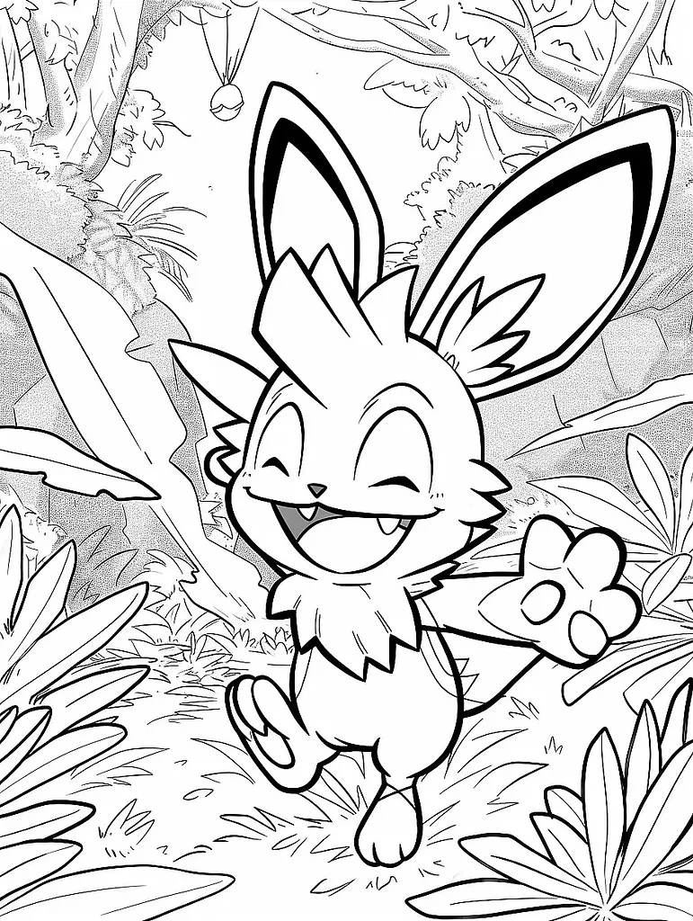 Volbeat Pokemon Coloring Page in a Forest 2