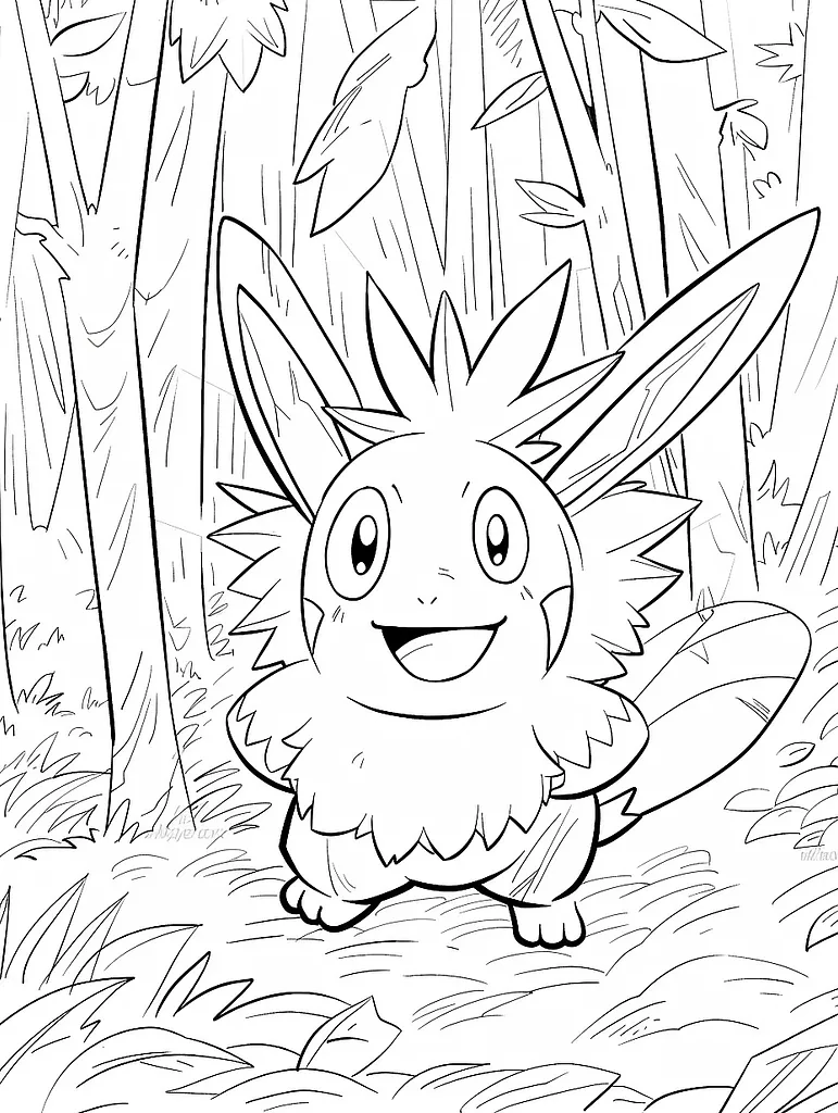 Volbeat Pokemon Coloring Page in a Forest 3