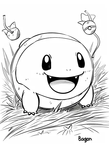 Playful Bagon Pokemon Coloring Page - 1