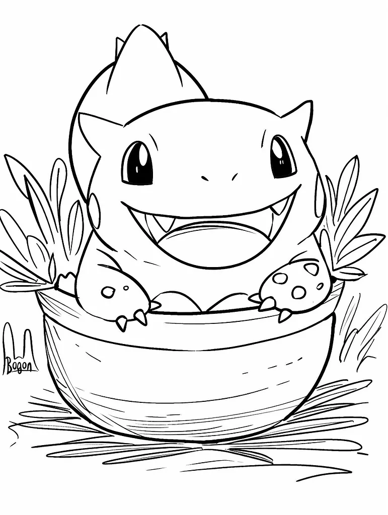 Playful Bagon Pokemon Coloring Page 4