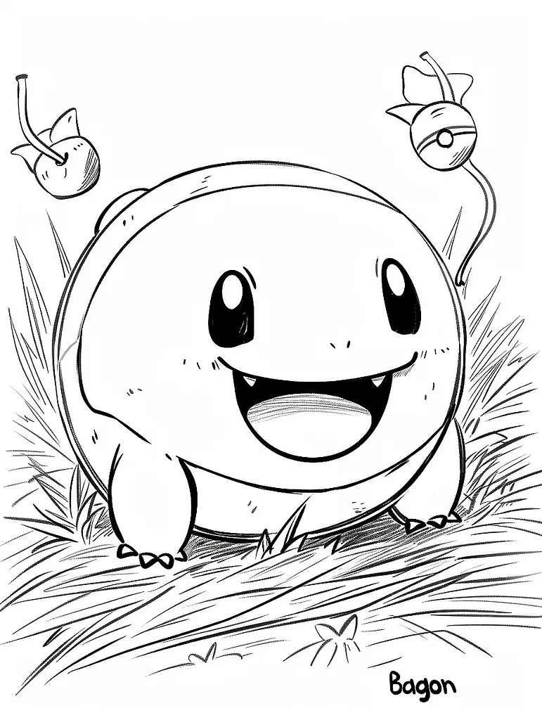 Playful Bagon Pokemon Coloring Page 2