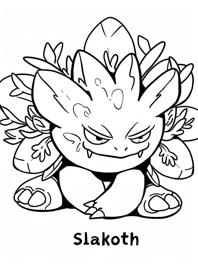 Sleepy Slakoth Pokemon Coloring Page 4