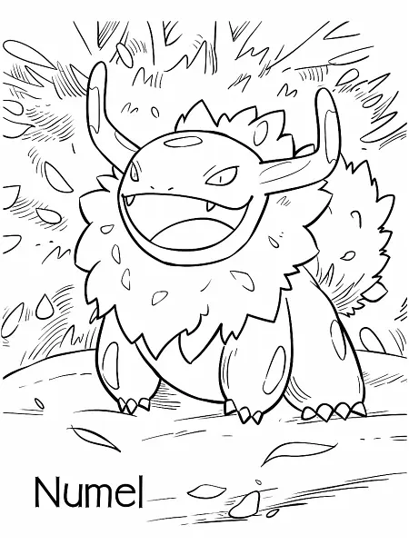 Joyful Numel Pokemon Coloring Page - 2