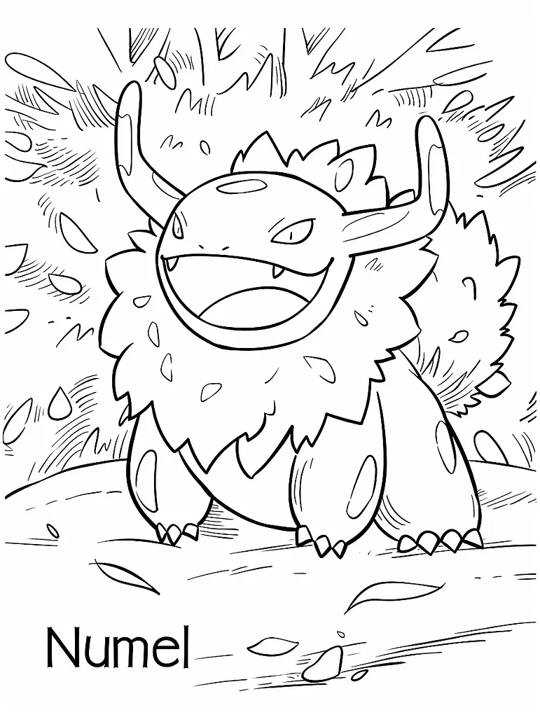 Joyful Numel Pokemon Coloring Page 3