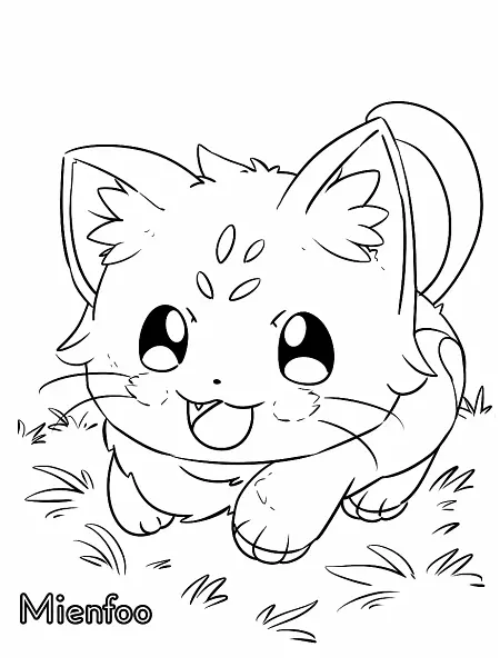 Playful Mienfoo Pokemon Coloring Page - 2