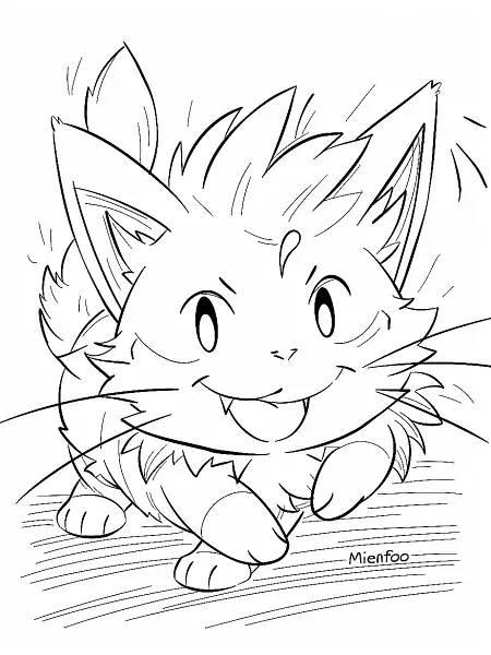 Playful Mienfoo Pokemon Coloring Page - 0