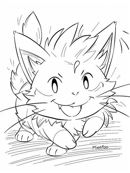 Playful Mienfoo Pokemon Coloring Page