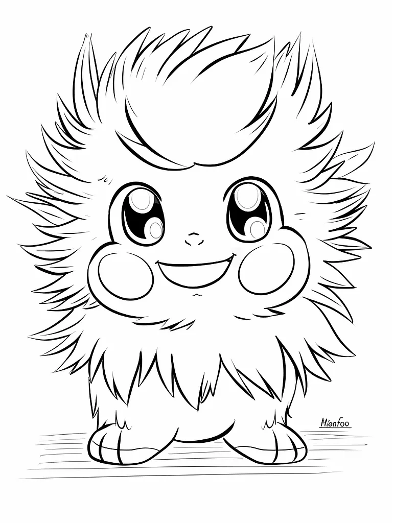 Playful Mienfoo Pokemon Coloring Page 4