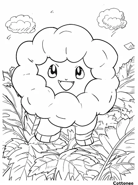 Cheerful Cottonee Coloring Page - 1