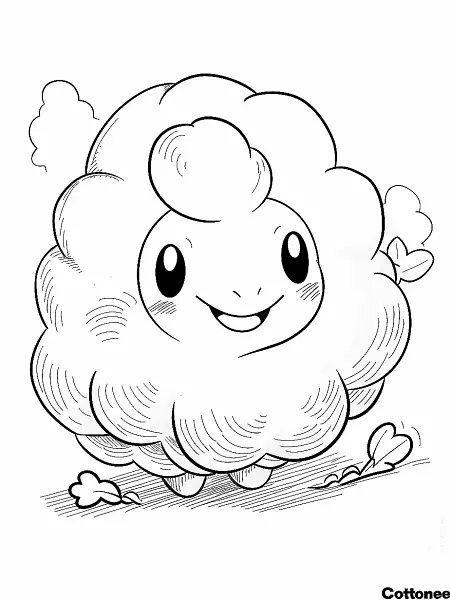 Cheerful Cottonee Coloring Page - 0