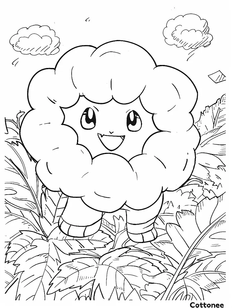 Cheerful Cottonee Coloring Page 2