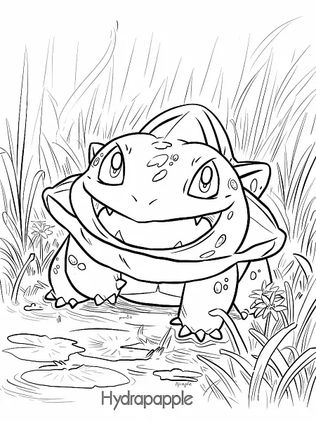 Joyful Hydrapple Pokemon Coloring Page - 1