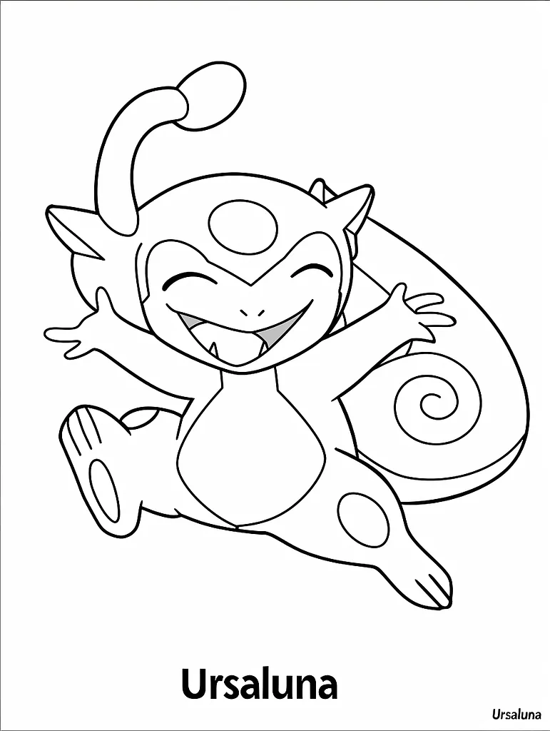 Joyful Ursaluna Coloring Page 4