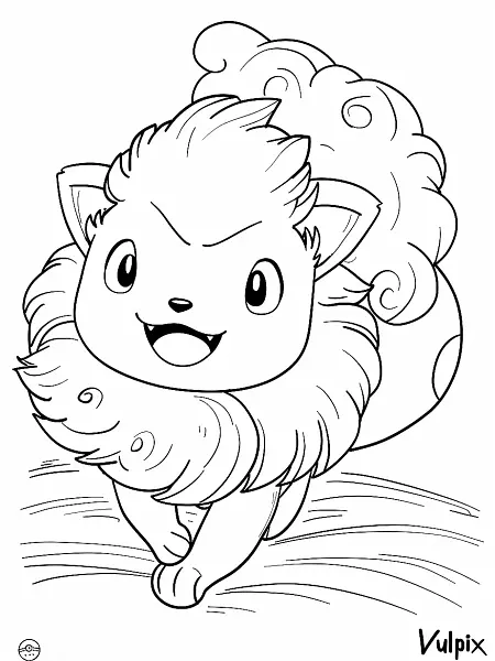 Playful Vulpix Coloring Page - 1