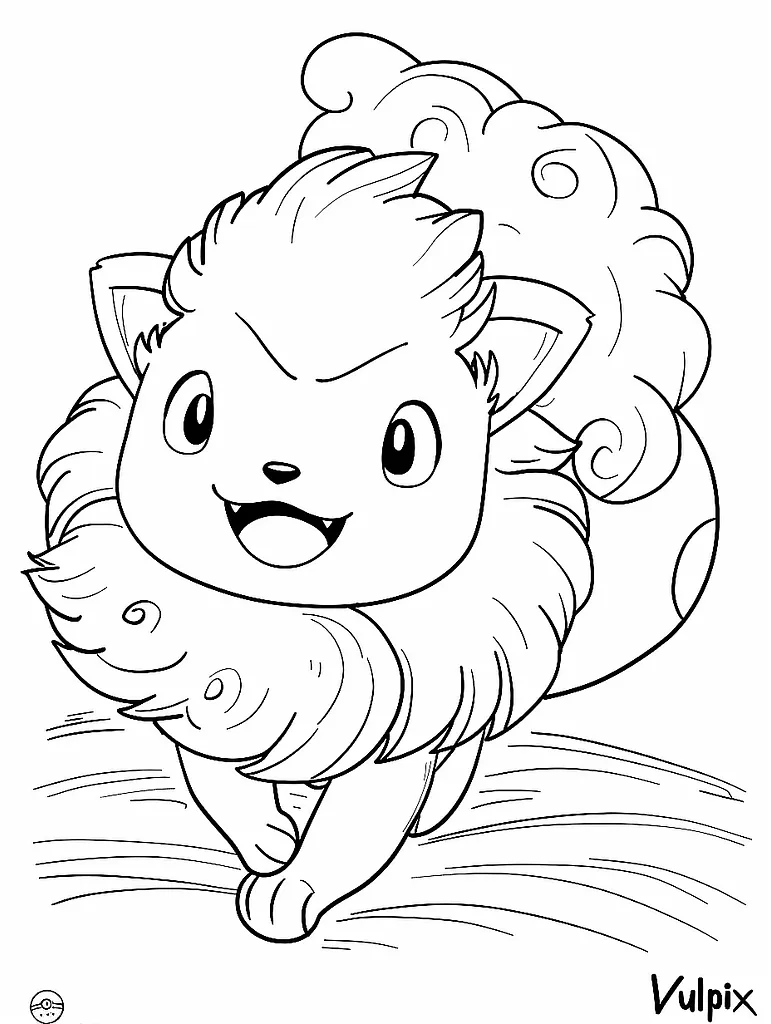 Playful Vulpix Coloring Page 2