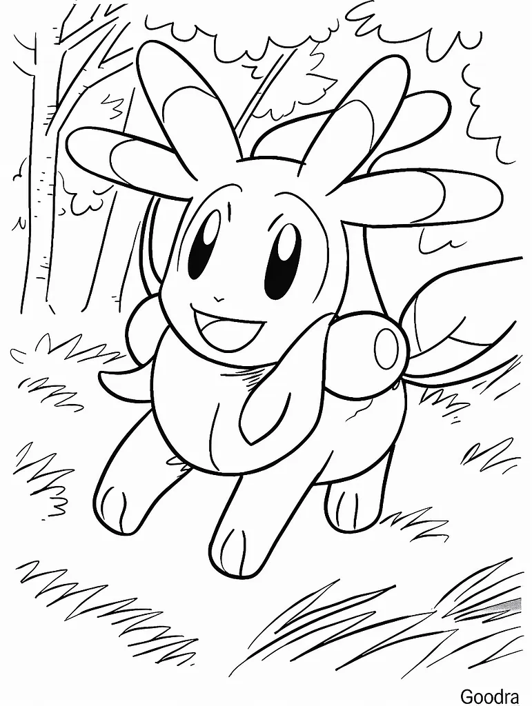 Playful Goodra Pokemon Coloring Page 4