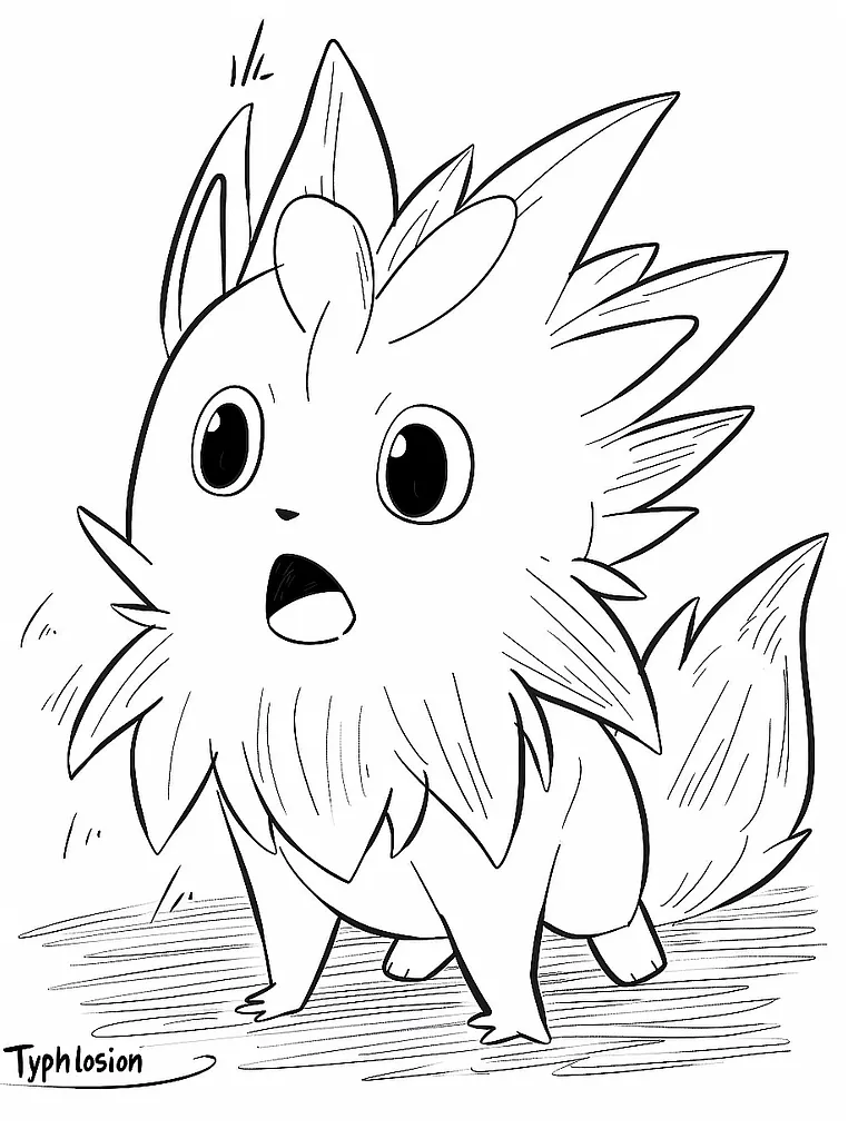 Surprised Typhlosion Coloring Page 2