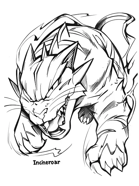 Fierce Incineroar Coloring Page - 3