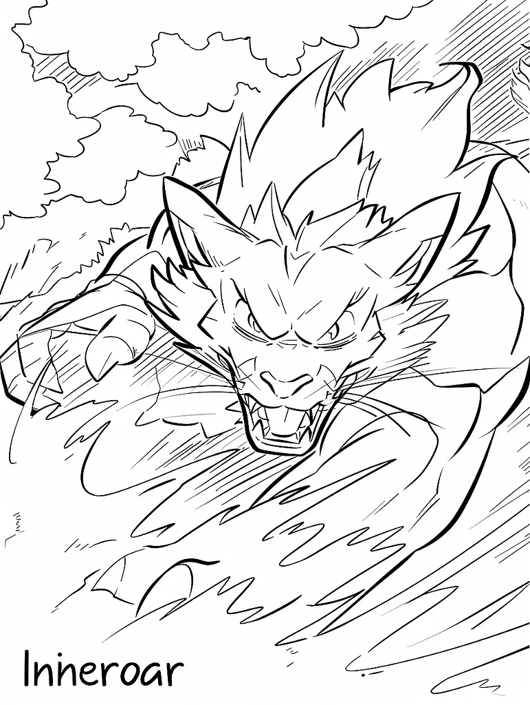 Fierce Incineroar Coloring Page 3