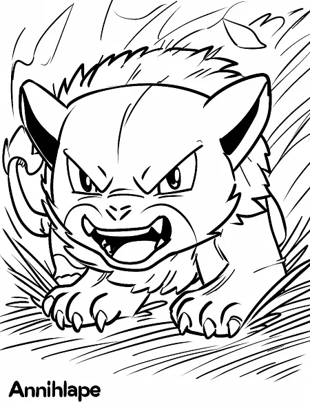 Fierce Annihilape Pokemon Coloring Page - 1