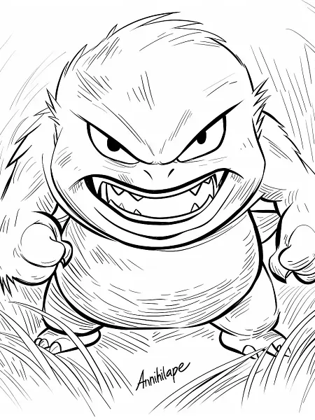 Fierce Annihilape Pokemon Coloring Page - 2