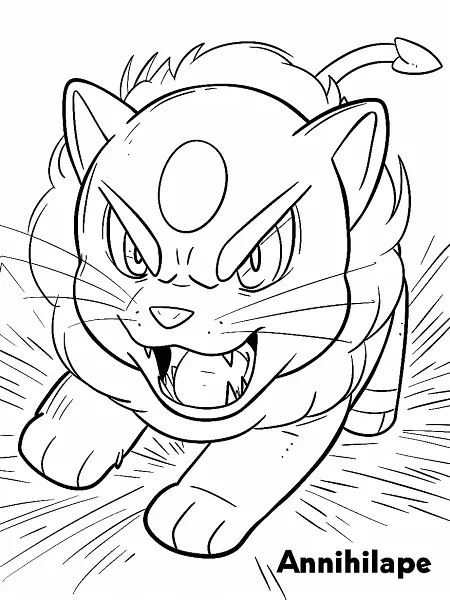 Fierce Annihilape Pokemon Coloring Page - 0