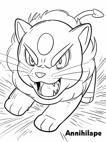 Fierce Annihilape Pokemon Coloring Page