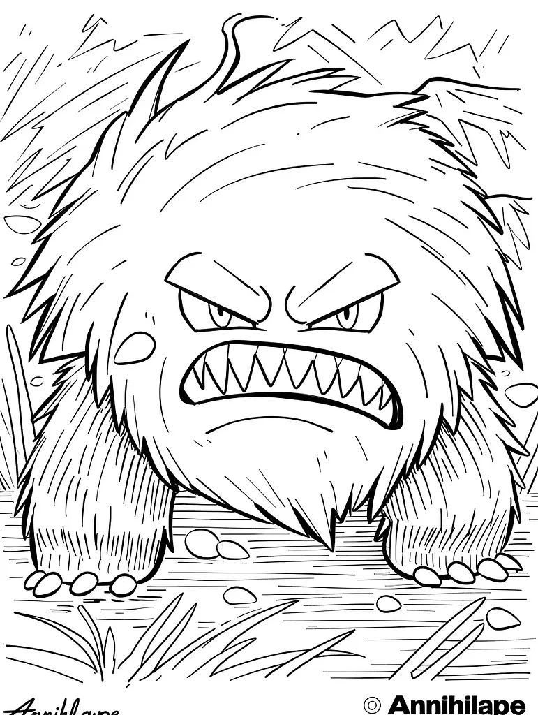 Fierce Annihilape Pokemon Coloring Page 4