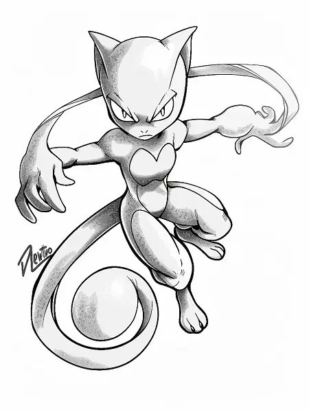 Determined Mewtwo Coloring Page - 0