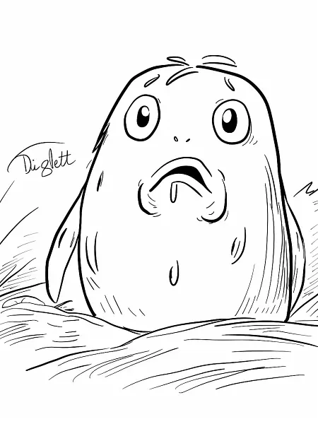 Surprised Diglett Pokemon Coloring Page - 2