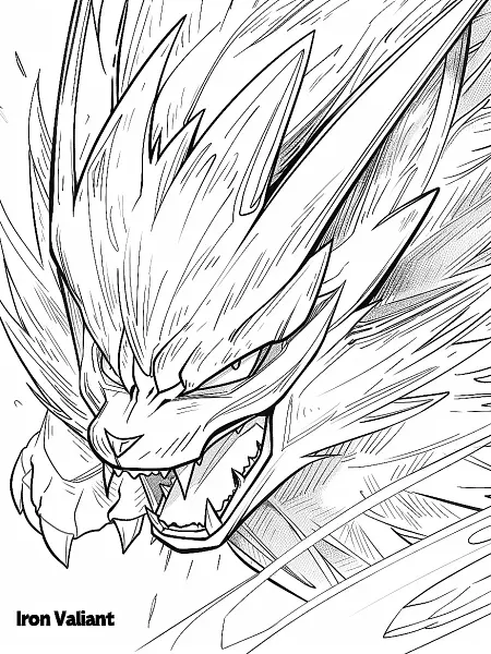 Fierce Iron Valiant Pokemon Coloring Page - 0