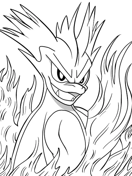 Blaziken Fierce and Fiery Coloring Page - 3